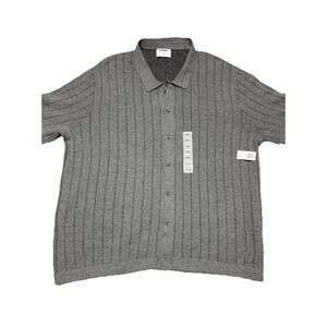 Old Navy Sweater Mens XXL Grey Striped Teacher Button Classic Preppy 2XL New